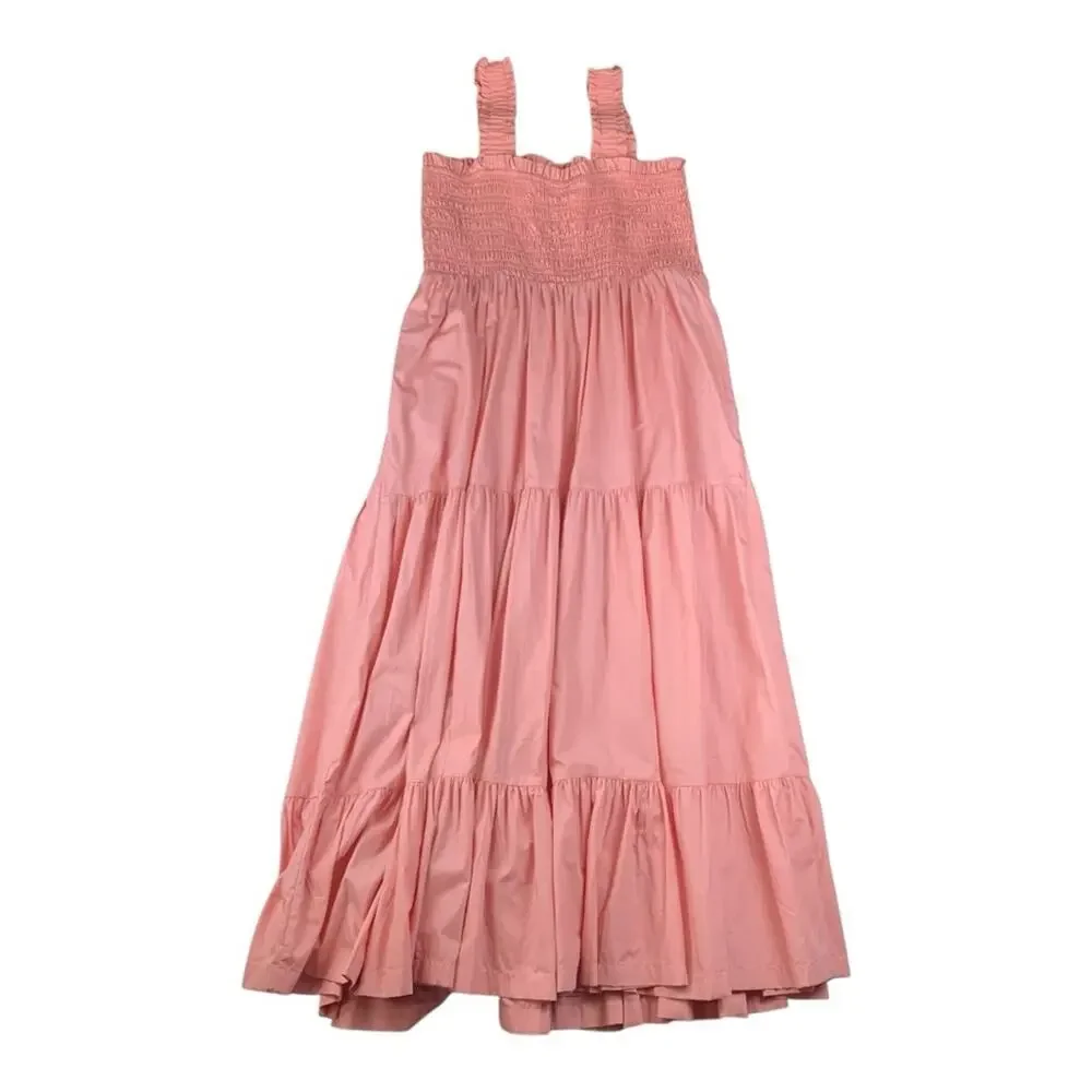 Abercrombie & Fitch women's XXL Pink tiered maxi Smocked Dress preppy guest 2x